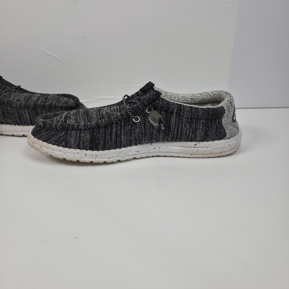 Hey Dude Wally Stretch Shoes Men Size 9 Sneakers Black Gray Slip On Low - Picture 10 of 12